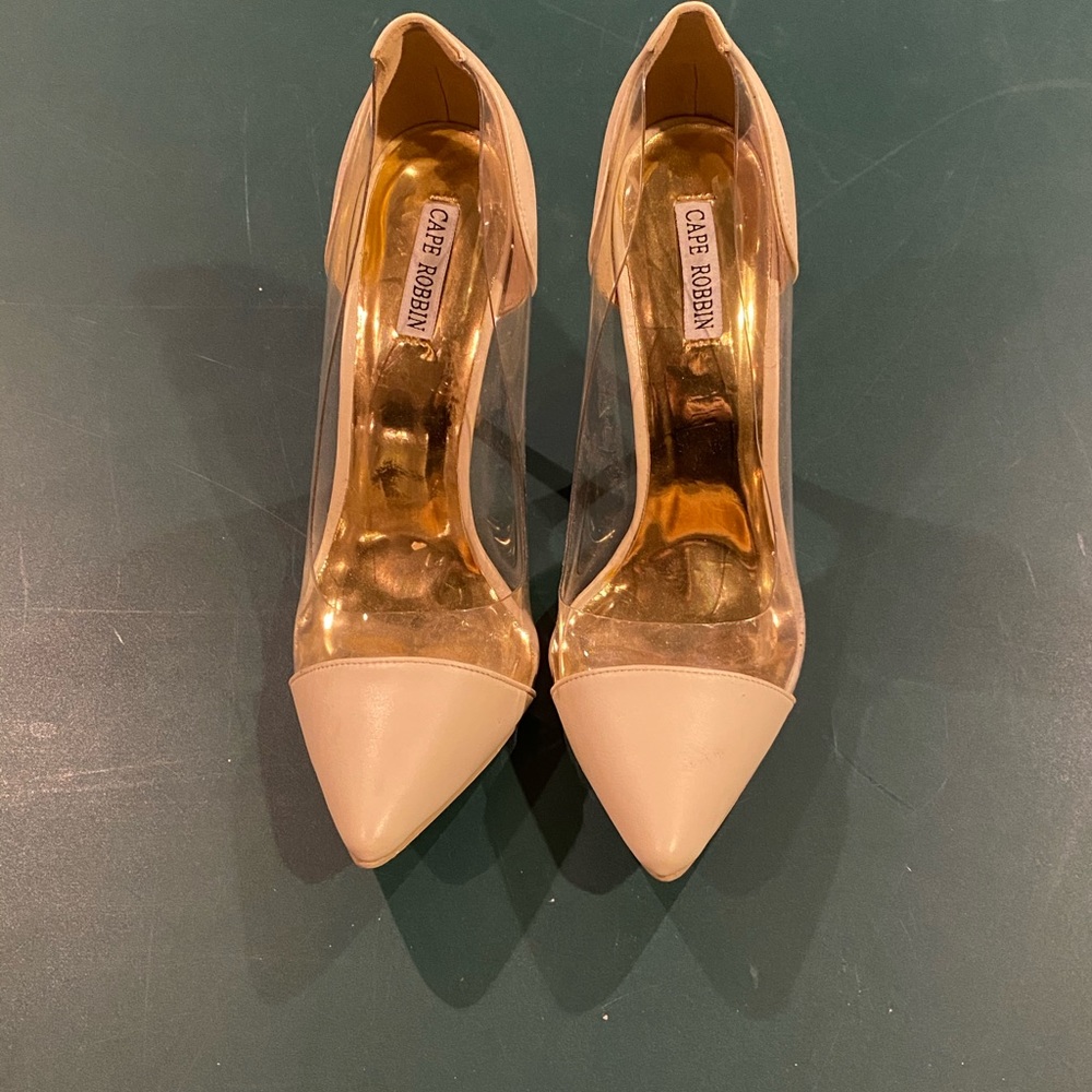 Nude plexi heels